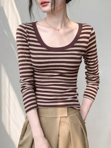GEBEISHANG | Womens Slim Fit Long Sleeve T-Shirt with Stripes