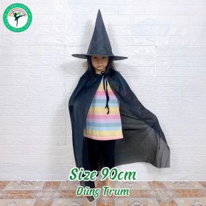 Áo choàng đen Phù Thủy kèm mũ liền hóa trang Ma cà rồng Halloween