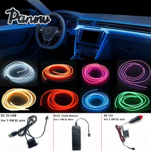 5M Car Interior Lighting LED Strip Decoration Garland Wire Rope Tube Line flexible Neon Light USB Cigar Drive