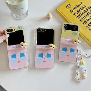 เคสโทรศัพท์มือถือแบบพับได้รูปเด็กน่ารัก ป้องกันการตกหล่น พร้อมสายสะพาย สำหรับ Samsung Galaxy Z Flip7/6/5/4 รุ่นใหม่ Galaxy W24 Flip