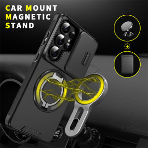 szhaiyu | For Samsung Galaxy S26 Ultra S 26 Plus S26Ultra 5G Car Magnetic Armor Case With Slide Camera Protection Holder Metal Ring Cover