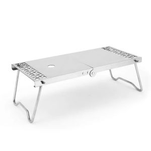 Mini Folding Camping Table Multi-Functional Stainless Steel Stackable Table Portable Safe Stove Stand Table for Outdoor Picnic