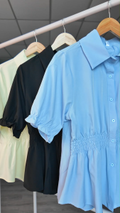 Large Size Design Waist Womens Short Sleeve Summer Belly Fat mm Loose And Thin Color Front Shoulder Top