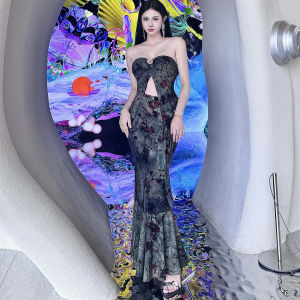 MUBEELE | ชุดแฟชั่นสไตล์จีนสำหรับผู้หญิงในฤดูร้อน ชุดกระโปรงยาวคลุมสะโพกพร้อมเสื้อเปิดไหล่เซ็กซี่ ชุดสองชิ้น ผ้าโพลีเอสเตอร์และยางยืด