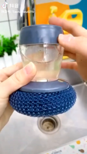 BLIVO แปรงล้างจาน แปรงขัดกะทะ แปรงขัดหม้อ ฟองน้ำล้างจาน ขัดหม้อ ฝอยขัดหม้อมีที่กดน้ำยา แปรงอเนกประสงค์ ฝอยขัดหม้อสแตนเลส ขัดกระทะ