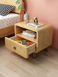 Solid Wood Mini Bedside Table Kids Bedroom Storage Cabinet Modern Minimalist Creative Cartoon Cute Bedside Cabinet
