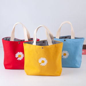 Casual Canvas Tote Bag Portable Single Shoulder Bag Cartoon Print Fashion Handbag Versatile Small  Style Magnetic Buckle Closure