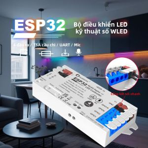 Bộ Điều Khiển Đèn LED Dải ESP32 Với 4 Kênh Cầu Chì 15A Bộ Chuyển Đổi Mức Tín Hiệu UART Tự Chế Điều Khiển Ánh Sáng Động Điều Khiển Bằng Giọng Nói Điều Khiển RGB