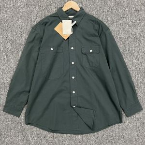 American Style Pure Cotton Work Shirt Mens Long Sleeve Flip Collar Breathable Outerwear Spring Autumn Casual Fashion