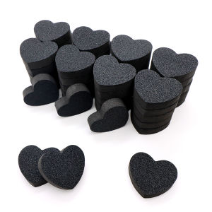 50pcs Heart Sponge Nail Files Blocks 180/240 Double-sided Polishing Sanding Buffer Washable Sandpaper Manicure Tools Black Pink
