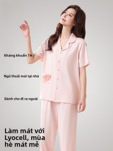 MiiOW | Áo ngủ mùa hè cho nữ MiiOW Cat Person Áo ngủ dài tay cổ bẻ ngắn thoáng mát thoải mái mặc ở nhà bằng vải lanh viscose cotton spandex