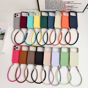 szhaiyu | Wrist Strap Lanyard Matte Silicone Soft Phone Case for IPhone Air 17 16 15 14 Pro Max 12Pro 13Pro Shockproof Protective Cover