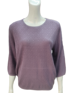 เสื้อยืดแขนสั้นถักบางสำหรับคุณแม่วัยกลางคน ทรงหลวม ปกปิดหน้าท้อง คอตั้ง แขนยาว ทรงปกติ ฤดูใบไม้ร่วง 2025