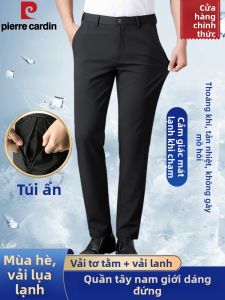 Pierre Cardin | Quần Tây Trực Tiếp Khiết Sợi Lụa Linen Phong Cách Doanh Nhân Và Dân Dã Cho Nam Trung Niên