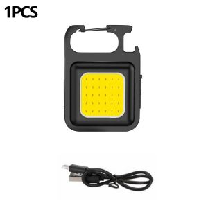 COB Keychain Light Multifunctional LED Pocket Flashlight Strong Magnetic Hook Portable Bright Work Lamp Camping and Car Repair