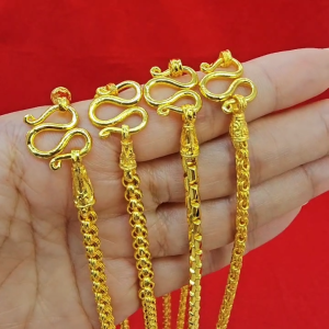 สร้อยคอทองเทียบเท่า 1 บาท ความยาว 20 นิ้ว ลายผ่าหวายกลม ผ่าหวายเหลี่ยม กล่อง ตาไก่ ชุบทอง สวยงาม ดีไซน์ทันสมัย ใส่แทนของจริงได้