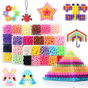 Ready Stock 2400/1000PCS Water Spray Magic Aqua Beads Toy 3D Puzzles DIY Crystal AquaBeads Magic Set With Many Equipment Best Education Kids Art Toys Gift