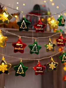 Christmas Star LED String Lights Santa Claus Windows Suction Cup Rose Lights Indoor Home New Year Party Xmas Tree Decor