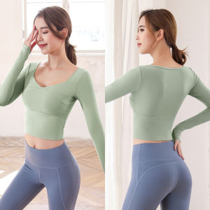 Big Sale Fall and Winter Yoga Jacket with Chest Pad Long Sleeves Fancy Professional Classy Pilates Training Wear Female