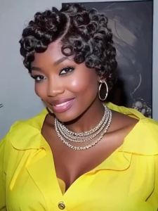 Glamorous | Short Gray Loose Wave Brazilian Human Hair 13x4 Lace Front Wig 180% Density Pre Plucked