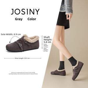 Josiny | Thick Heel Invisible Height Increasing Birkenstock Style Shoes Winter Warm Lined