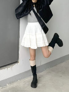 กระโปรงสั้นทรงเค้กเอวสูงไซส์ใหญ่สำหรับผู้หญิง กระโปรงทรงเอเข้ารูปป้องกันการโชว์เนื้อ กระโปรงสั้นทรงเอเข้ารูป กระโปรงสั้นทรงเค้ก