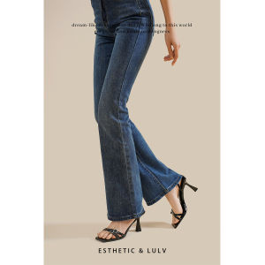 รองเท้าแตะส้นสูงหัวเข็มขัดหนังทาบสีดำ รองเท้าแตะสไตล์ฝรั่งเศสสำหรับผู้หญิงในช่วงฤดูร้อน รองเท้าแตะส้นหนาประดับเพชร รองเท้าแตะส้นสูงแบบสวมสบาย