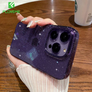 FLOVEME Luxury Metal Camera Glitter Phone Case For iPhone 14 13 12 Pro Max 14 Plus Transparent Hard Acrylic Back Cover For iPhone 14 13 12
