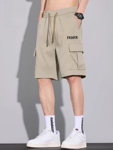 ROMON | Romon Mens Summer Thin Loose Ice Silk Casual Straight Leg Workwear Shorts Breathable Comfortable Lightweight Fashionable Five-Quarter Pants