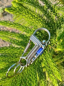 Famous Bird Keyholder Keychain Rare Blue Bead Handmade Art 2mm Stainless Steel Clip/Snap type