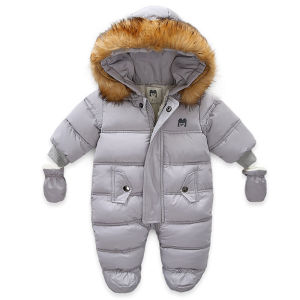 0-24 Months Newborn Baby Jumpsuit Winter Cotton Baby Romper With Gloves Hooded Thicken Boys Snowsuit Girl Clothing Set