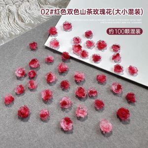 Kanou Nail Art Series High Gloss Camellia Nail Decorations 3D Silver Edge Resin Rose Flower Accessories Long Lasting Comfortable