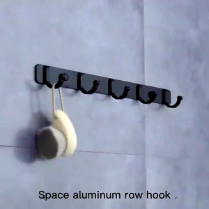 5 Hooks Wall Mounted Coat Hook No Drilling Strong Load Bearing Aluminum Hanger Waterproof Rustproof Rack for Home Bathroom Kitchen