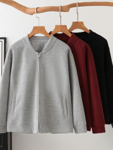 plus Size Womens Casual Loose Fit Short Zipper Jacket Korean Style Sporty Slimming Outerwear Versatile Polyester Fiber