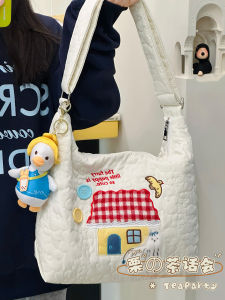 Korean Ins Style Cute Girls Crossbody Bag Fall and Winter Lightweight and Large Capacity Student Class Work Clothing One Shoulder Bag Female