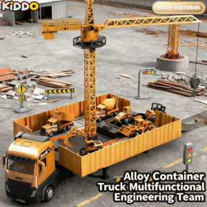 Alloy Construction Trucks Engineering Vehicle Container Crane Excavator TrucksCement Mixer Toys for Kid Sounds Lights Take Apart