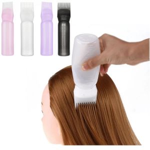 สีย้อมผม Applicator ขวดเติมบีบผมขวดน้ํามันนวดหนังศีรษะหวี Hairdressing Coloring เครื่องมือ 150ml