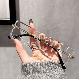 1 Pair of Classic and Stylish Frameless Square Glasses Suitable for Both Men and Women Versatile for Daily Use