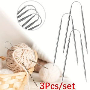 3Pcs/Set Knitting Needles Knitting ToolStainless Steel Circular Flexible Sock Sweaters Hats Scarf Crochet Knitting Needles (2/2.5/3/3.5/4/4.5/5mm)