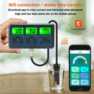 RCYAGO 7 in 1 Tuya App Smart Water Monitor PH/EC/ORP/TDS/CF/Humidity/Temp Meter for Aquarium Fish Pond Hydroponic Rice Field Water Lab Water Quality Tester Water Quality Monitoring Sensor - Lazada