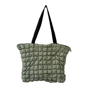 Large Capacity Foldable Bubble Cloud Shoulder Bag Computer Bag Zipper Storage Shopping Bag Commuting Tote Eco Friendly Nylon