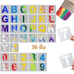 เทมเพลตตัวอักษร36ชิ้นแม่แบบงานฝีมือศิลปะใช้ซ้ำได้สติกเกอร์คำศัพท์พลาสติกแม่แบบคำระบายสี DIY หลายขนาด