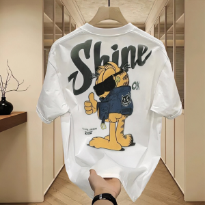 Áo Thun Cổ Tròn in Họa Tiết Mỹ Mùa Hè 2024 Dáng Rộng Thoải Mái Thời Trang Đa Năng Cho Cặp Đôi Áo Thun Cotton Dài Tay Thường Ngày