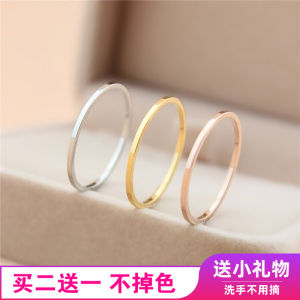 Rose Gold Delicate Ring for Women Unique Design Titanium Steel Couple Ring ly Baked Style from Japan and South Korea