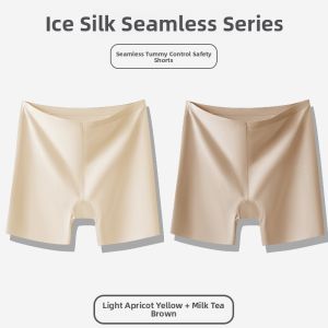 Miiow | Ice Silk Safety Pants Womens Underwear Thin Summer Skirt Matching Base Layer Shorts High Waist Briefs Casual High Butt Lifting