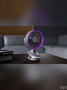 Matari Mini Portable Fan 40000mAh Swing Head Rechargeable USB Fan Low Noise Mini Clip Fan Portable Stroller Fan with Night Light Kipas Fan