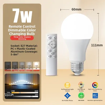 TONGZHIGUANG | Dimmable Remote Control Full Spectrum High CRI Desk Lamp Bulb e27