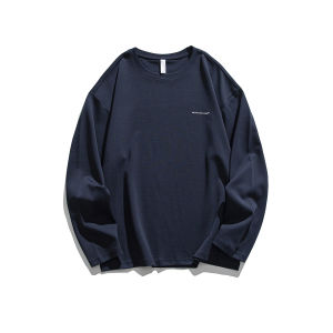 Heavyweight Long Sleeve round Neck T-Shirt Mens Spring Autumn New Style Japanese Style Versatile Print Couple Pure Color Body Shirt