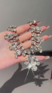 Shiny Rhinestone Crystal Necklace For Women Luxury Party Wedding Necklace Geometric Water Drop Collarbone Necklaces Jewelry