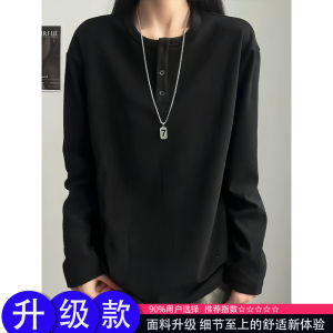 Áo Thun Dài Tay Rộng Rãi Cổ Henry Dành Cho Nam Áo Thun Lót Lông Cừu Phong Cách Mỹ Thời Trang Mùa Đông Ấm Áp